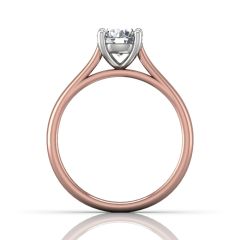 Round Cut 4 Prong Set Two Tone Diamond Solitaire Engagement Ring With A Tapered Band in 18k White and Rose Gold