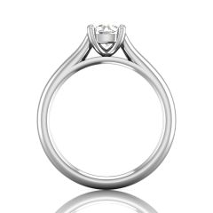 Round Cut 4 Prong Diamond Solitaire Engagement Ring with a Tapered Band in 18k White Gold