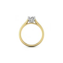 Round Cut 4 Prong Set Diamond Solitaire Engagement Ring in 18k Yellow and White Gold