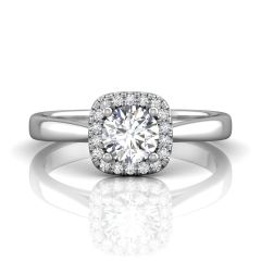 Cushion Cut Halo Engagement Ring in 18k White Gold -18K White