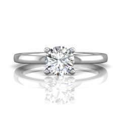 Round Cut 4 Prong Diamond Solitaire Engagement Ring in 18k White Gold