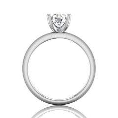 Round Cut 4 Prong Diamond Solitaire Engagement Ring in 18k White Gold Half Round Profile 