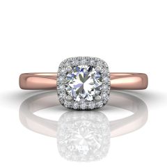 Cushion Cut Halo Engagement Ring in 18k White Gold -18K Rose