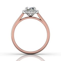 Cushion Cut Halo Engagement Ring in 18k White Gold -18K Rose