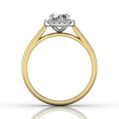 Cushion Cut Halo Engagement Ring in 18k White Gold -18K Yellow