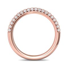 Women Wedding Ring 3 Row Pave Diamond Setting In 18K Rose Gold 