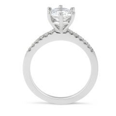 1.00CT GIA Certified Six Claw Diamond Engagement Ring Pave Setting Side Stone In 18K White gold Pave Setting