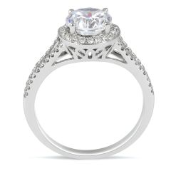 Split Band Halo Diamond Engagement Ring Pave Setting In 18 Karat White Gold