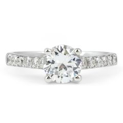 High Setting Diamond Engagement Ring with Pave Setting Side Stones