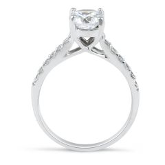 High Setting Diamond Engagement Ring with Pave Setting Side Stones