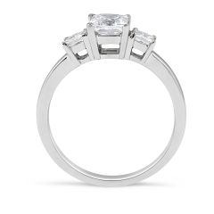 Three-Stone Princess Cut 4 Claw Setting Diamond Engagement Ring In 18K White Gold...