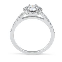 Halo Diamond Engagement Ring Pave Setting 0.50CT In 18 Karat White Gold