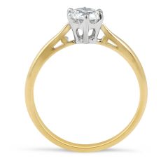 Solitaire Diamond Engagement Ring 6 Claw Tapered Plain Band  In 18K Yellow And White Gold 