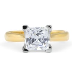 Solitaire Diamond Engagement Ring in 18 Karat 2-Tone 