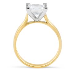 Princess Cut V Claw Setting Solitaire Diamond Engagement Ring In 18K Yellow And White Gold 