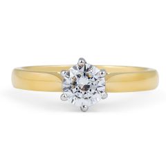 Solitaire Diamond Engagement Ring in 18 Karat 2-Tone 