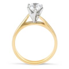 Solitaire Round Brilliant Cut Diamond Engagement Ring 6 Claw Setting In 18K 2-Tone 