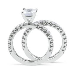 1.00CT Princess Cut Diamond Wedding Set Rings V Claw Setting  In 18K White gold 