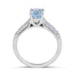 Aquamarine Diamond Engagement Ring in Micro-Pave Setting 