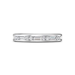 Baguette and Round Diamond Eternity Wedding Ring Channel Setting In 18K White Gold 