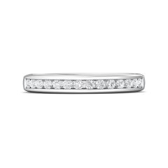 Channel Set Shiny Finish Comfort Fit Diamond Wedding Ring In 18K White Gold 