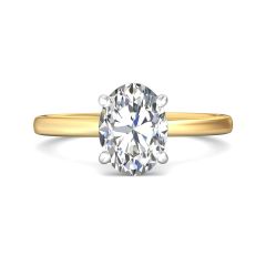 Oval Cut Solitaire Diamond Engagement Ring 4 Claw Setting In a Plain round Shape Band