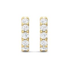 Hoop Diamond Earrings Round Shape Round Cut Diamond Share Prong Setting In 18K Yellow Gold 