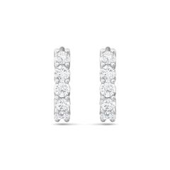 Huggies Diamond Hoop Earrings Share Prong Setting In 18K White Gold