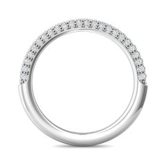 Women's Diamond Wedding Ring hand-set in a sleek Three-Row Pave Setting In 18K White Gold 