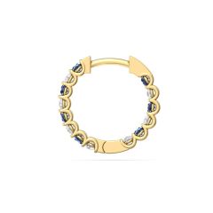 Sapphire Hoop Alternating Earrings Inside and out Design Share Claw Setting In 18K Yellow Gold 