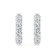 Diamond Hinged Hoop Earrings Scallop Set Diamonds on interior and exterior of the design In 18K White Gold 