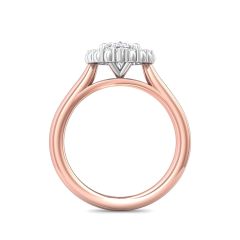 Claw Set Oval Cut Diamond Halo Engagement Ring with Plain Band -18K Rose