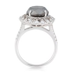 Black and white Diamond Double Halo Ring in 18 Karat White Gold