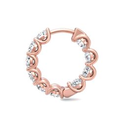 Hoop Diamond Earrings In And Out Share Prong Scallop Setting In 18K Rose Gold 
