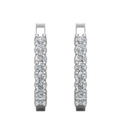 Diamond Hoop Earring In And Out Pave Setting In 18K White Gold 