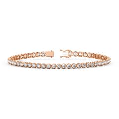 Lab Grown 2.00ct Diamond Tennis Bracelet Splendid Crown Set-18K Rose