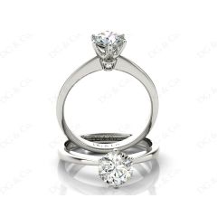 Solitaire Diamond Engagement Ring On A Upswept Reverse Taper Band 18K White Gold 