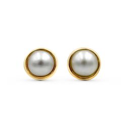 9K Yellow Gold Round Mabe Culture Pearl 