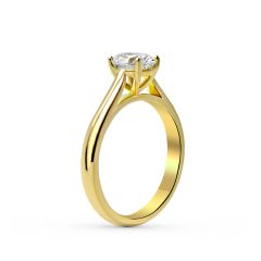 18K White and Yellow Gold Oval Cut Diamond Engagement Ring