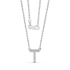 9K White gold Initial Diamond Pendant Letter T