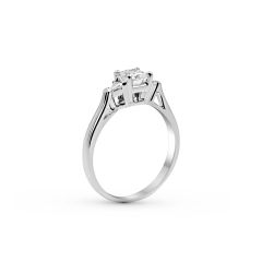 Three-Stone Princess Cut Centre Stone Trillion Cut  Side Stones Diamond Engagement Ring In 18K White Gold