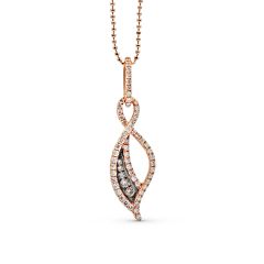  Cognac and White Diamond Pendant Pave Setting In 18K Rose Gold 