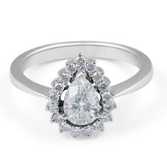 Halo Diamond Engagement Ring in 18 Karat White Gold