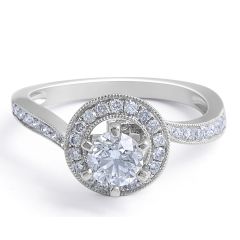 Halo Diamond Engagement Ring in 18 Karat White Gold - Custom engagement rings melbourne