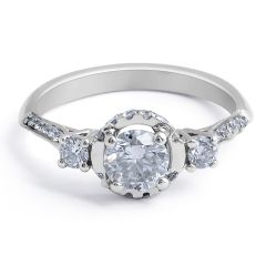 Halo Diamond Engagement Ring in 18 Karat White Gold - Diamond Engagement rings