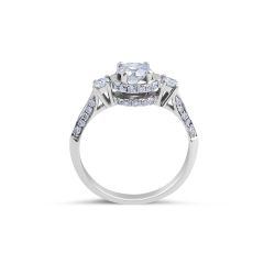 Halo Diamond Engagement Ring in 18 Karat White Gold - Diamond rings