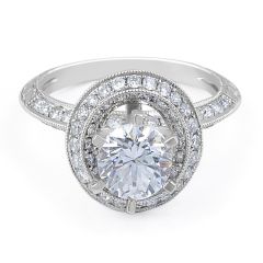 Halo Diamond Engagement Ring in 18 Karat White Gold (Engagement Rings Settings)