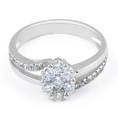 18 Karat White Gold Invisible Set Diamond Engagement Ring - womens wedding band
