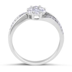 18 Karat White Gold Invisible Set Diamond Engagement Ring