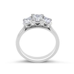 Trilogy Three-stones Princess Cut Diamond Engagement Ring Corner 4 Claw Setting In 18K White Gold